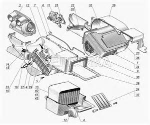Расположение узлов и уплотнительных колец климатической установки автомобилей ГАЗ-31105, 3102 и их модификаций в Беларуси