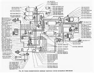 Схема пневматического привода тормозных систем автомобиля ЗИЛ-433100 в Беларуси