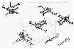 Установка шлангов и крана управления отопителем для МАЗ-64255