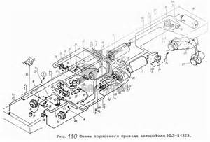 Схема тормозного привода автомобиля МАЗ-5434 для МАЗ-64255